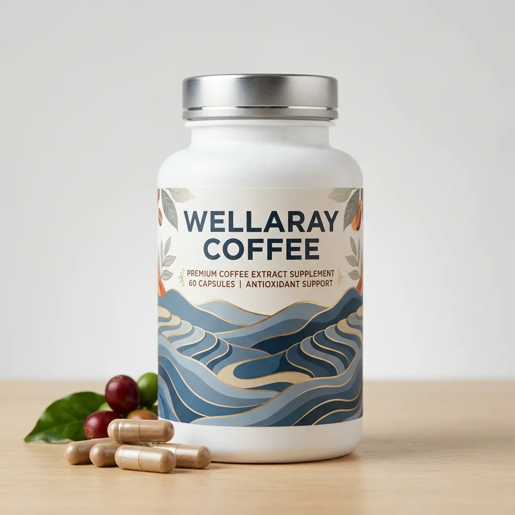 Verpackung von Wellaray Coffee, dunkles Aubergine-Violett mit goldrosa Akzentstreifen